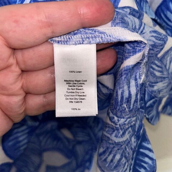 Vineyard Vines Women's XS Blue tropical Long Sleeve linen Tunic Blouse - Picture 6 of 7